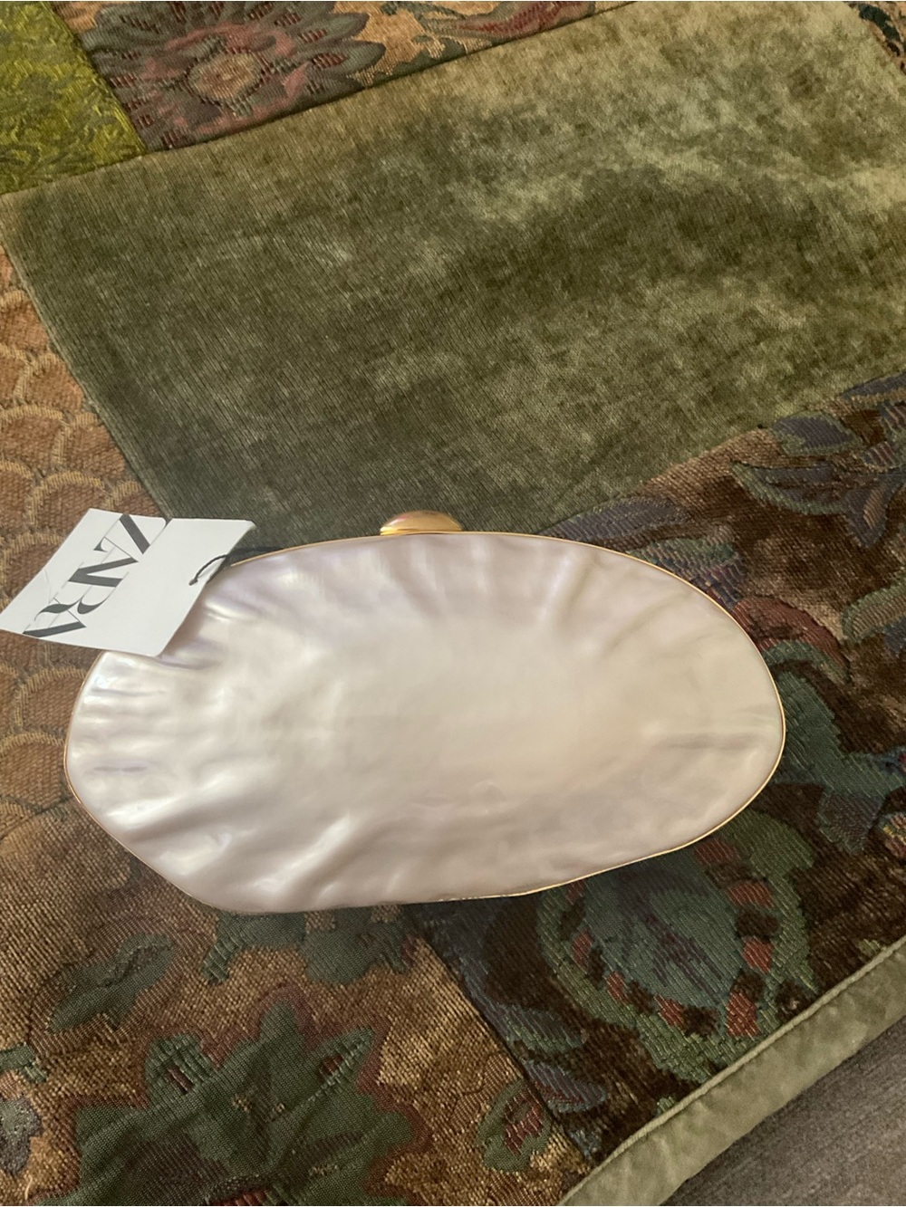 Zara  Mother-of-Pearl Accent Tray with Gold Rim